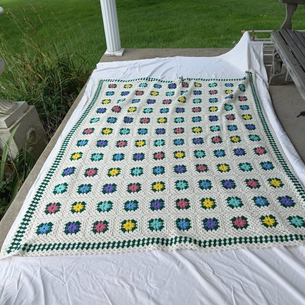 Vintage Granny Square Crochet Blanket